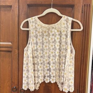 Sparkle Lace Sleeveless Top - Cream